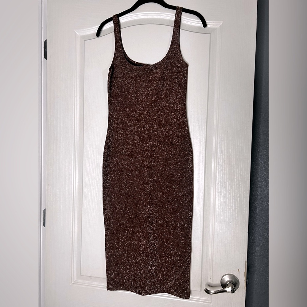 FOREVER 21 | BROWN GLITTER MIDI DRESS